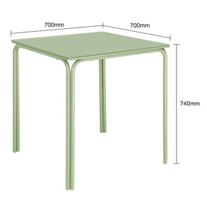 Bolero Adeline Steel Square Table 700mm Light Green