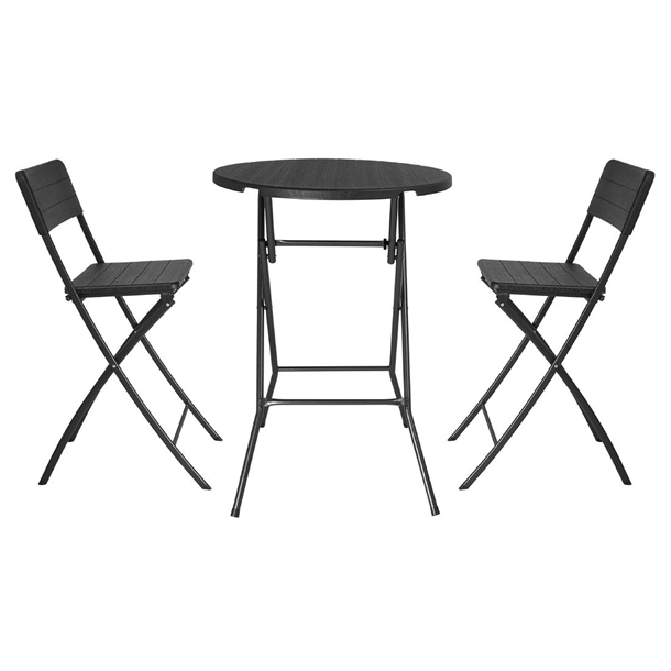 Bolero Folding HDPE Bar Table Wood Effect Black 800mm Bolero Folding HDPE Bar Table Wood Effect Black 800mm