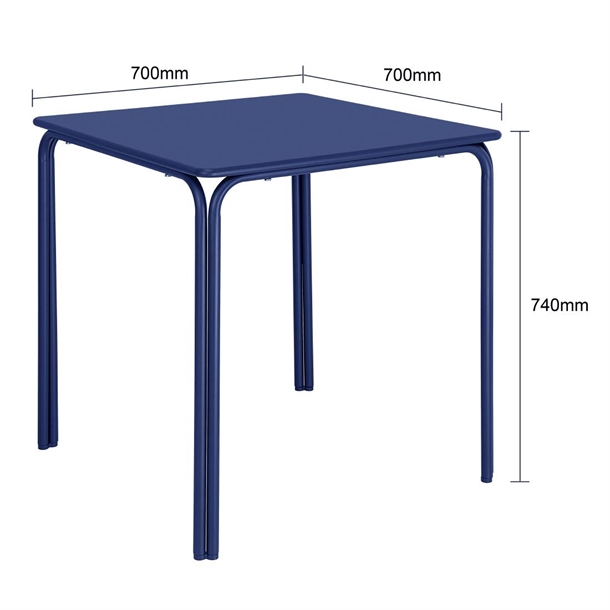 Bolero Adeline Steel Square Table 700mm Dark Navy