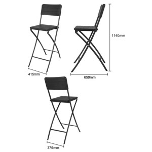 Bolero Folding Bar Chairs Black Wood Effect (2 Pack)