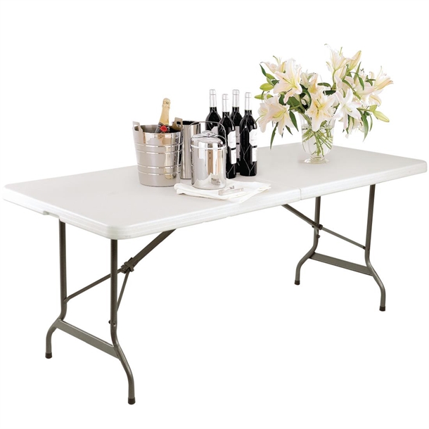 Bolero Rectangular Centre Folding Table 6ft White Bolero Rectangular Centre Folding Table 6ft White
