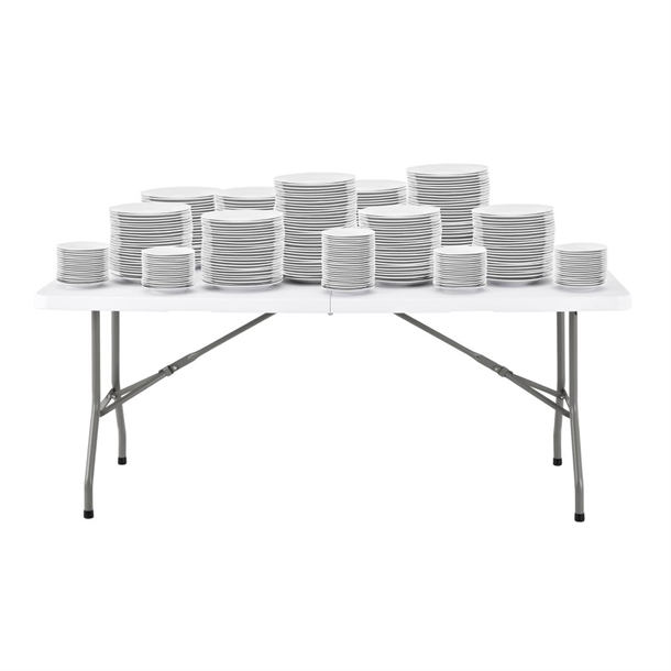 Bolero Rectangular Centre Folding Table 6ft White Bolero Rectangular Centre Folding Table 6ft White