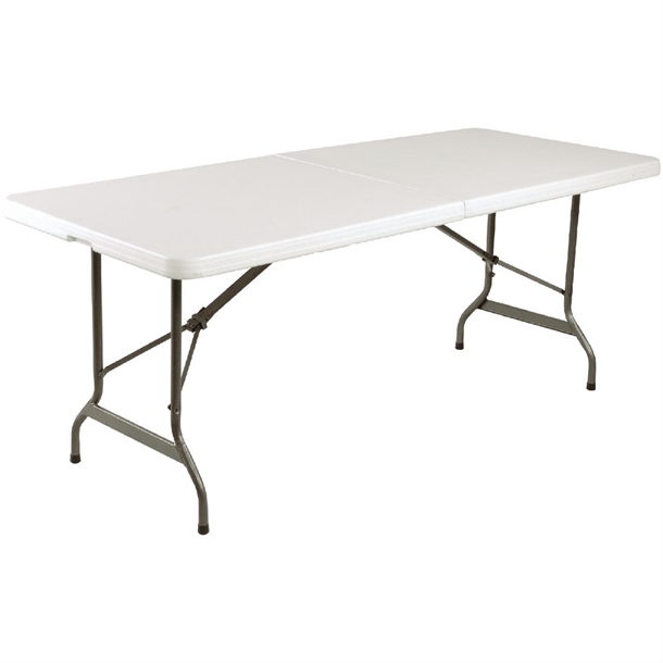 Bolero Rectangular Centre Folding Table 6ft White Bolero Rectangular Centre Folding Table 6ft White