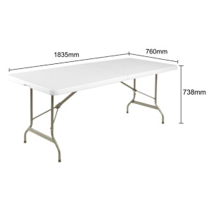 Bolero Rectangular Centre Folding Table 6ft White