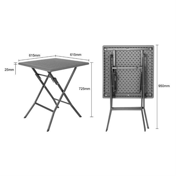 Bolero Square Folding HDPE Table Wood Effect 620mm Bolero Square Folding HDPE Table Wood Effect 620mm