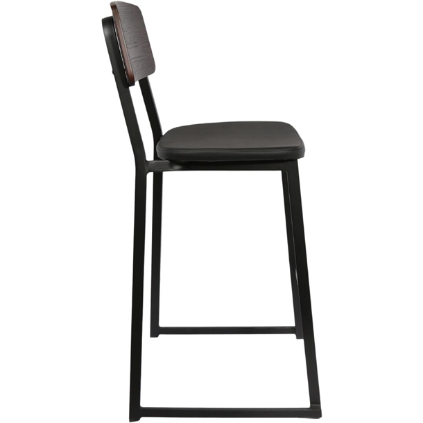 Furnlink Denver Black Vinyl/Dark Natural Barstool (2 Pack) Furnlink Denver Black Vinyl/Dark Natural Barstool (2 Pack)