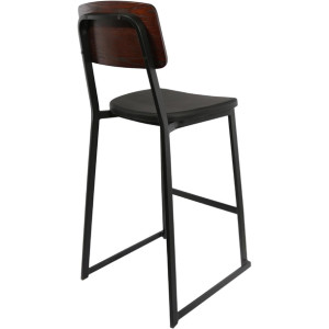 Furnlink Denver Black Vinyl/Dark Natural Barstool (2 Pack)