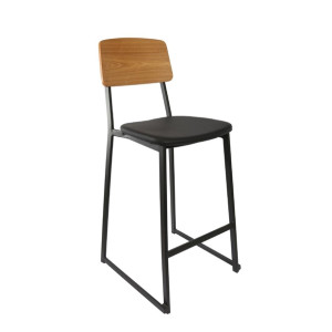 Furnlink Denver Black Vinyl/Natural Barstool (2 Pack)