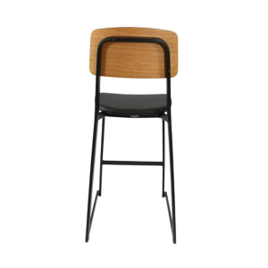 Furnlink Denver Black Vinyl/Natural Barstool (2 Pack)