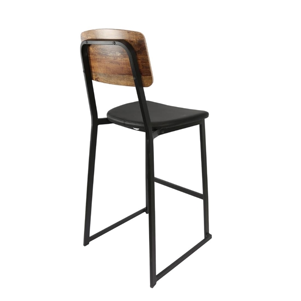 Furnlink Denver Black Vinyl/Rustic Wood Barstool (2 Pack)