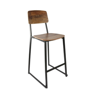Furnlink Denver Rustic Wood Barstool  (2 Pack)