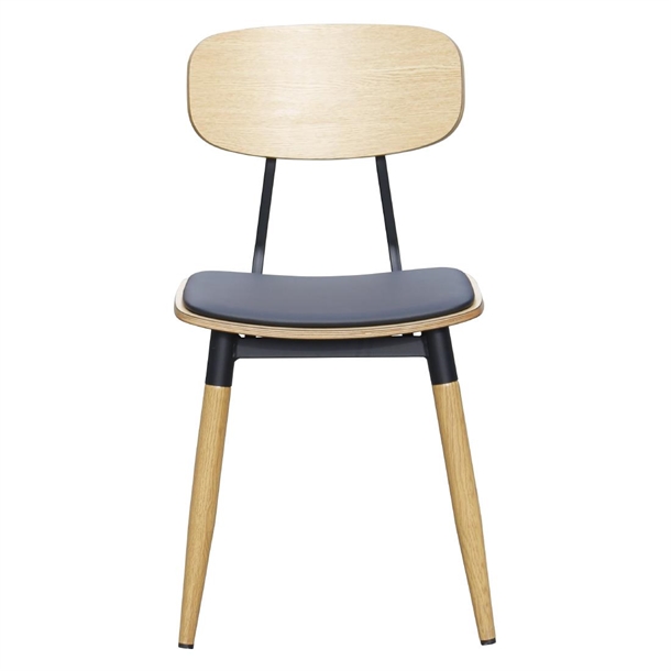 Durafurn Austin Chair Black PU Vinyl Seat & Natural Backrest (2 Pack) Durafurn Austin Chair Black PU Vinyl Seat & Natural Backrest (2 Pack)