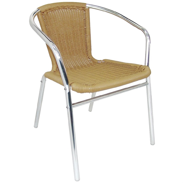 Bolero Natural Wicker Chair with Aluminium Frame (Pack 4) Bolero Natural Wicker Chair with Aluminium Frame (Pack 4)