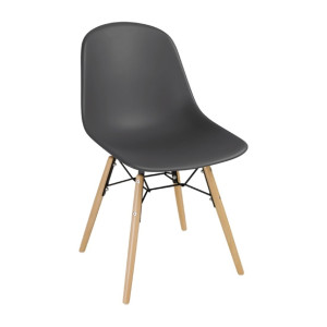 Bolero Arlo PP Moulded Side Chair Charcoal with Spindle Legs (2 Pack)