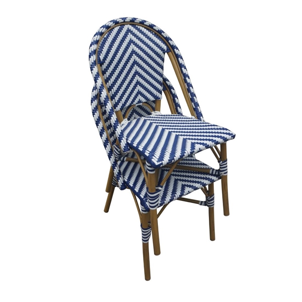 Bolero Parisian Style Rattan Side Chair Blue (2 Pack)