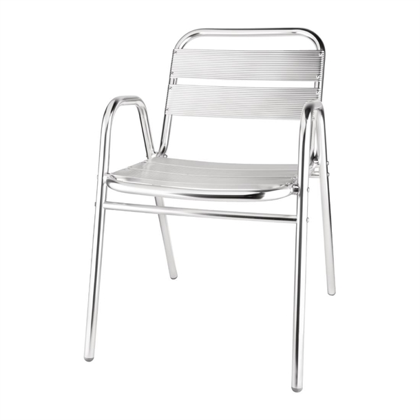 Bolero Aluminium Stacking Chairs Arched Arms (4 Pack)