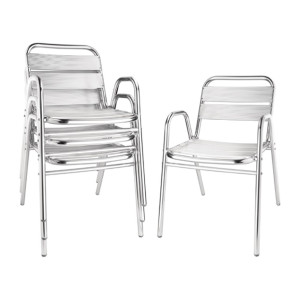Bolero Aluminium Stacking Chairs Arched Arms (4 Pack)