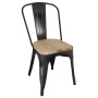 Bolero Bistro Metal Dining Side Chair with Wooden Seat Pad Black (Pack of 4)