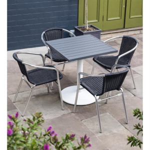 Bolero Black Wicker Chair with Aluminium Frame (Pack 4)