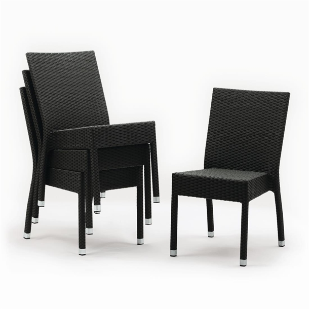 Bolero Wicker Side Chairs Charcoal (Pack of 4)