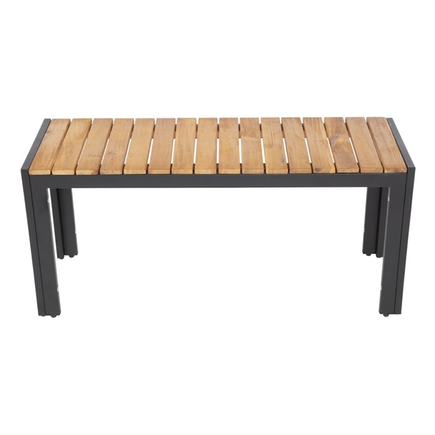 Bolero Rectangular Steel and Acacia Benches 1000mm (2 Pack)