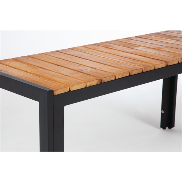 Bolero Rectangular Steel and Acacia Benches 1000mm (2 Pack)