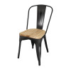 Bolero Bistro Metal Dining Side Chair with Wooden Seat Pad Black (Pack of 4)