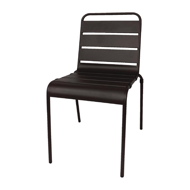 Bolero Black Slatted Steel Side Chairs (4 Pack)