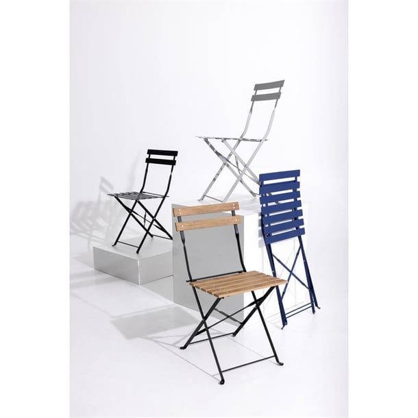 Bolero Black Pavement Style Steel Folding Chairs (Pack of 2)
