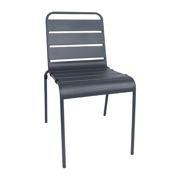 Bolero Slatted Steel Side Chairs Grey (4 Pack)