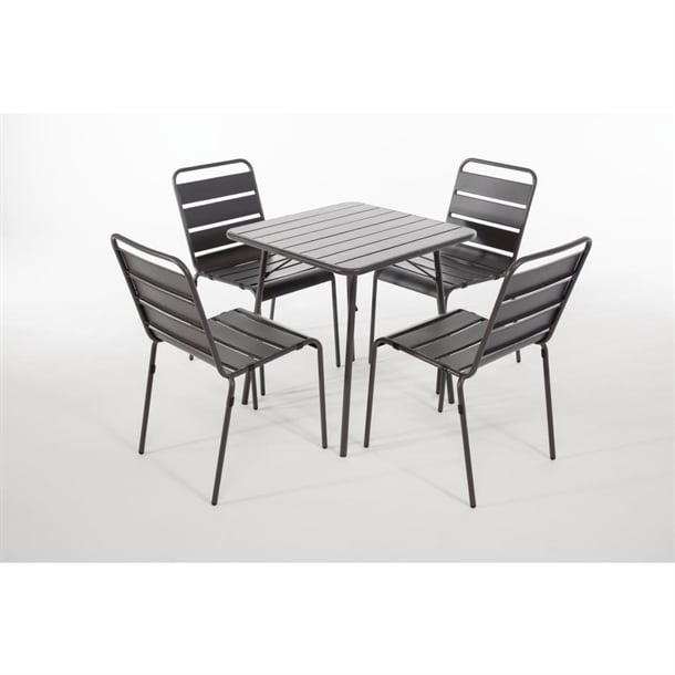 Bolero Slatted Steel Side Chairs Grey (4 Pack)
