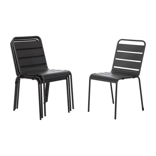 Bolero Slatted Steel Side Chairs Grey (4 Pack)