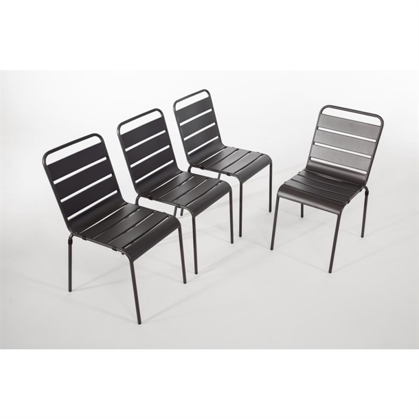 Bolero Slatted Steel Side Chairs Grey (4 Pack)