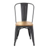Bolero Steel Dining Side Chairs with Wooden Seat pads Grey (Pack of 4)