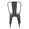 Bolero Steel Dining Side Chairs with Wooden Seat pads Grey (Pack of 4)