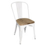 Bolero Bistro Metal Dining Side Chair with Wooden Seat Pad White (4 Pack)