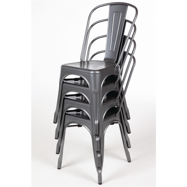 Bolero Gun Metal Grey Steel Bistro Side Chair (4 Pack)