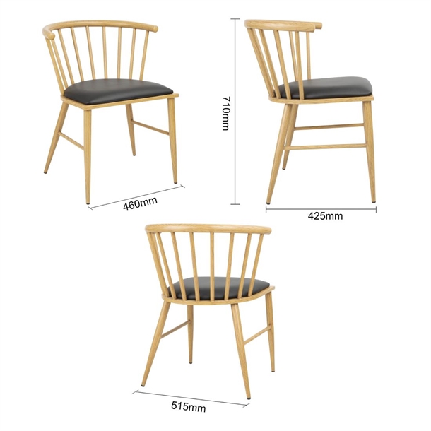 Bolero Harrowdene Padded Metal Side Chairs Wood Effect (2 Pack) Bolero Harrowdene Padded Metal Side Chairs Wood Effect (2 Pack)