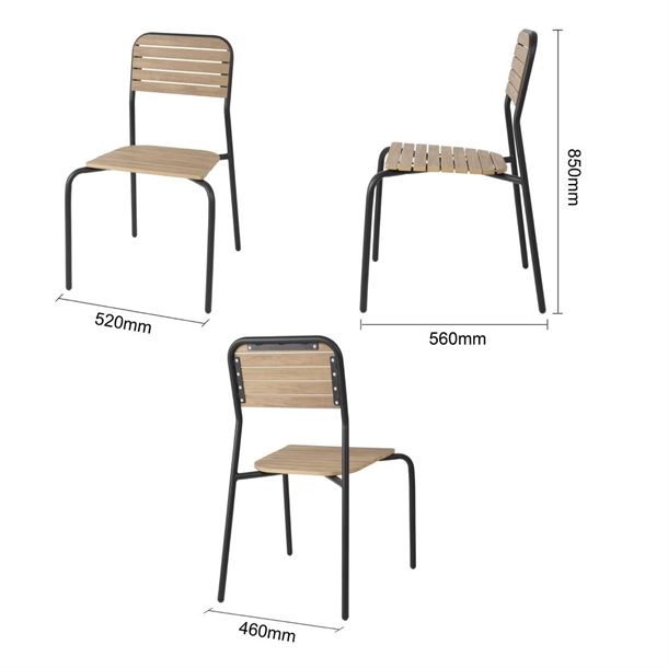 Bolero Santorini Wood Effect Outdoor Chairs (4 Pack)