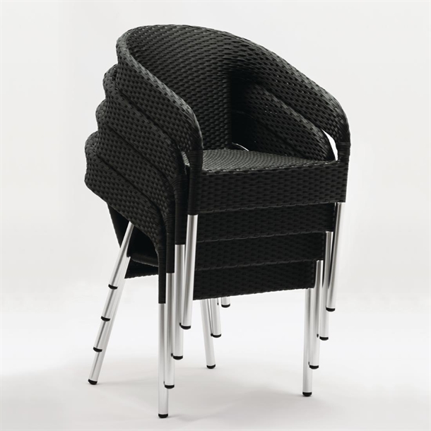 Bolero Wicker Wraparound Bistro Chairs Charcoal (Pack of 4)