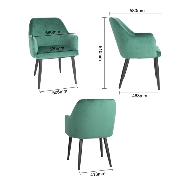 Bolero Lia Velvet Chairs Dark Green (2 Pack) Bolero Lia Velvet Chairs Dark Green (2 Pack)