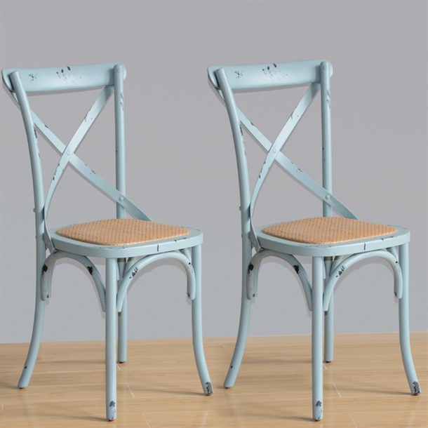 Bolero Blue Wooden Dining Chairs with Backrest (Pack of 2) Bolero Blue Wooden Dining Chairs with Backrest (Pack of 2)