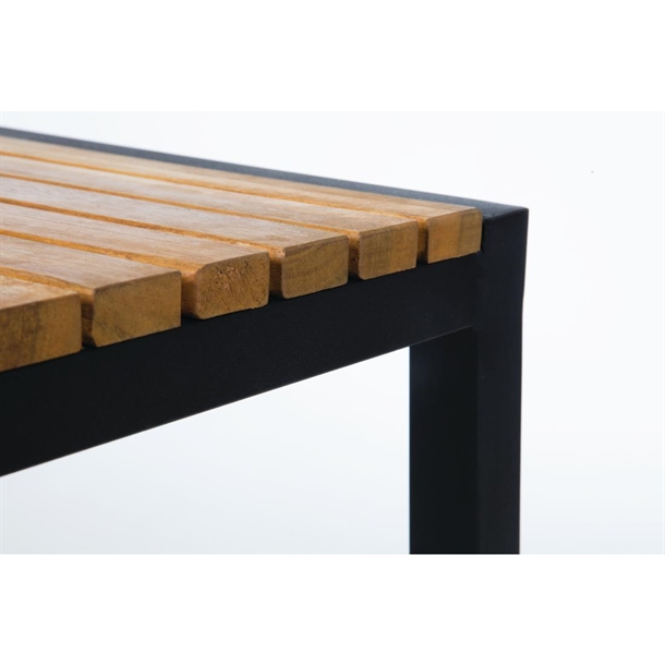 Bolero Black Steel & Acacia Wood Bar Stools (2 Pack)