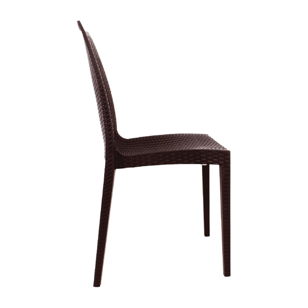 Bolero PP Rattan Bistro Side Chairs Brown (4 Pack)