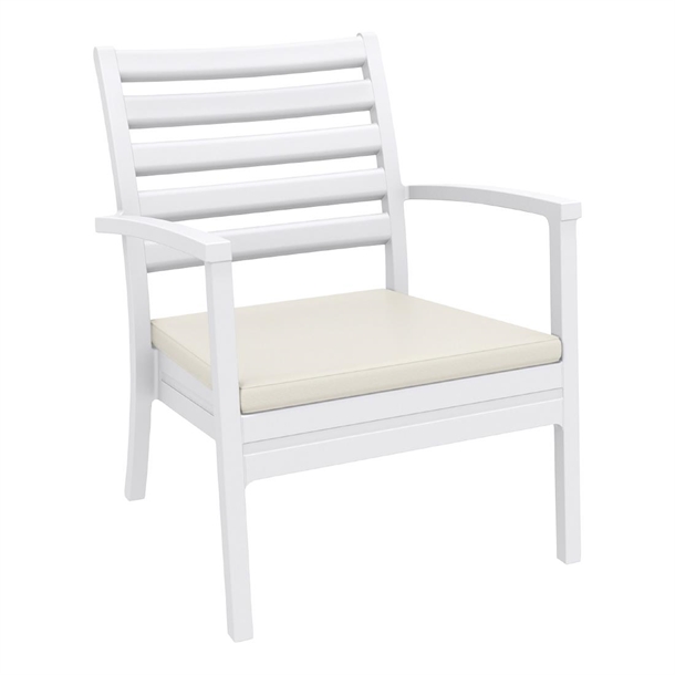 Furnlink Siesta Exclusive Artemis XL Armchair White with Beige Seat Cushion (2 Pack) Furnlink Siesta Exclusive Artemis XL Armchair White with Beige Seat Cushion (2 Pack)