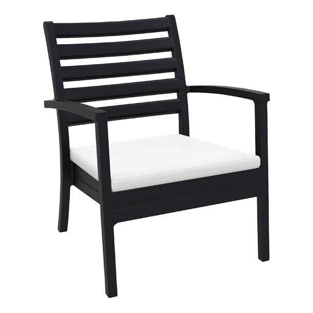Furnlink Siesta Exclusive Artemis XL Armchair Black with White Seat Cushion (2 Pack)