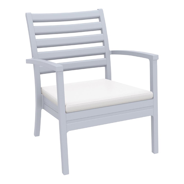 Furnlink Siesta Exclusive Artemis XL Armchair Silver Grey with White Seat Cushion (2 Pack) Furnlink Siesta Exclusive Artemis XL Armchair Silver Grey with White Seat Cushion (2 Pack)