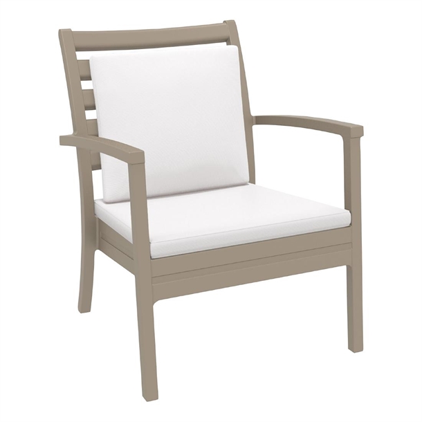Furnlink Siesta Exclusive Artemis XL Armchair Taupe with White Seat and Back Cushion (2 Pack)
