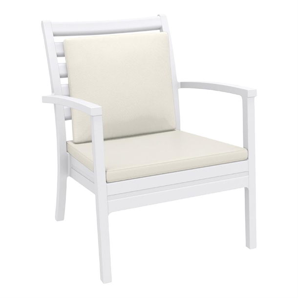 Furnlink Siesta Exclusive Artemis XL Armchair White with Beige Seat and Back Cushion (2 Pack)