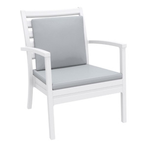 Furnlink Siesta Exclusive Artemis XL Armchair White with Light Grey Seat and Back Cushion (2 Pack)
